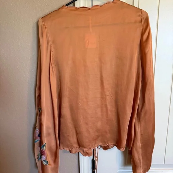 Free People Orange Floral Embroidered Blouse - Picture 4 of 4